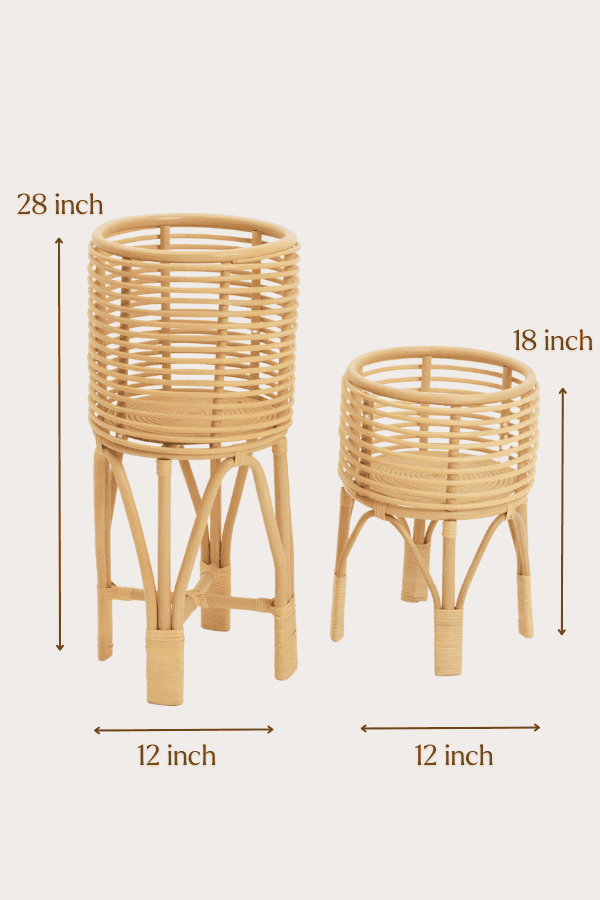 Eco Blush Rattan Plant Stand